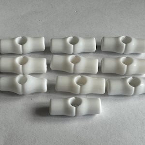 Bamboo Style Toggle Buttons: Glossy White, 26mm, Set of 10
