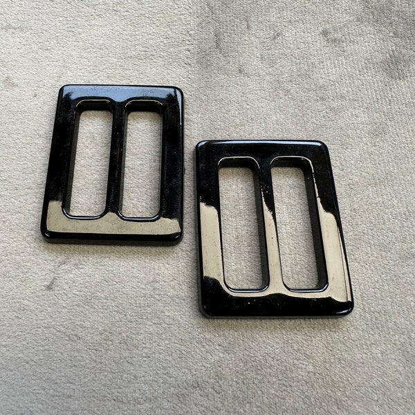 Glossy black slide buckles a set of 2 to fit belts 30mm