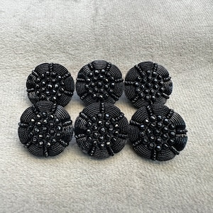 Sparkly buttons black textured design 18mm a set of 6