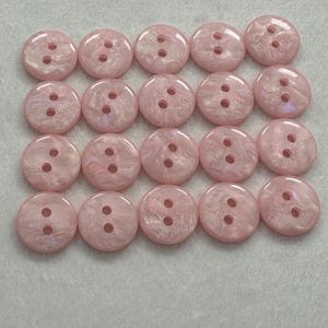 Pink buttons 12mm a set of twenty with a pearly iridescent finish