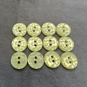 Perlmutt knöpfe zitrone floral geätzt 12 mm im 12er set