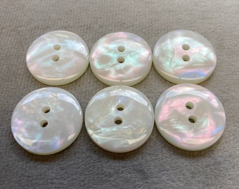 Iridescent buttons white pearly finish 20mm a set of 6