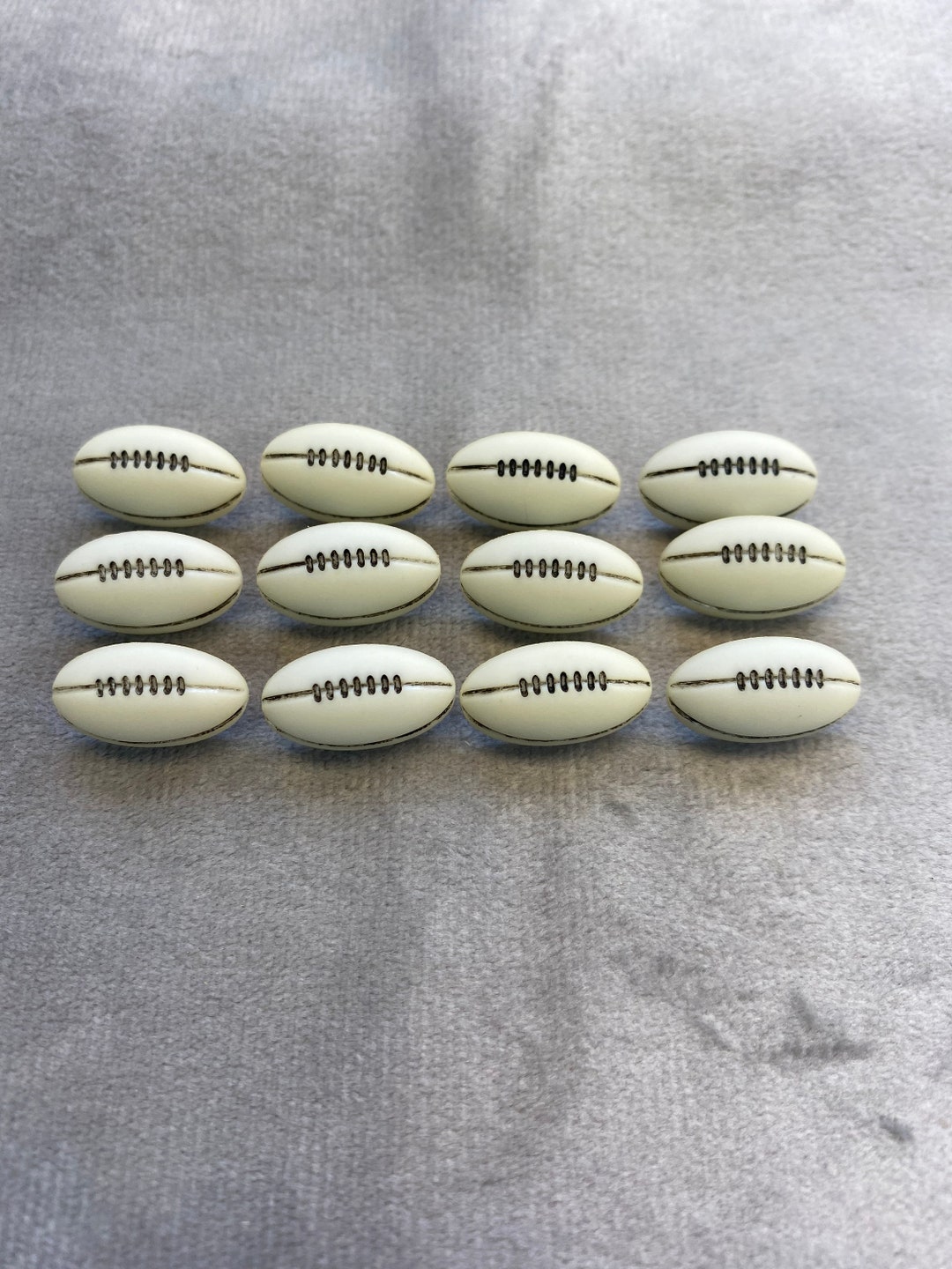 Rugby Ball Buttons Cream and Black 19mm a Set of 12 Etsy