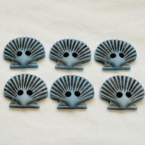Seashell Buttons: Blue & Black Matte Finish (Set of 6)