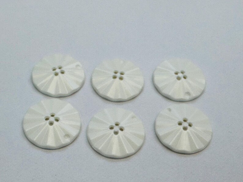 Pearlised White Buttons 25mm Textured Design Sew-through a Set of Six ...