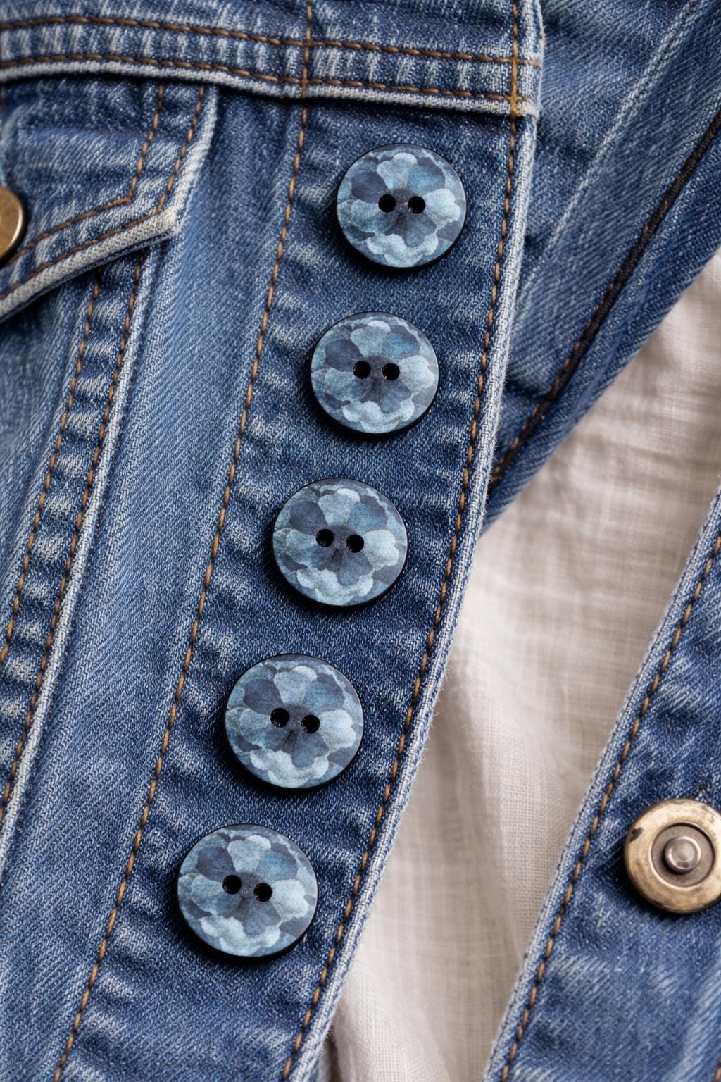 Buttons Blue Floral 15mm – Matte Printed Design – Set of 10 - Etsy