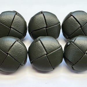 Genuine leather buttons 21mm deep green football design vintage