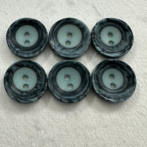 Turquoise buttons 18mm a set of 6 by Dill with black circles design sew-through