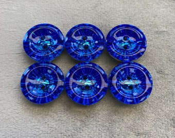 Boutons bijoux bleu roi effet prisme 18mm le lot de 6