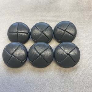 Botones de fútbol con aspecto de cuero gris de 23 mm, juego de 6