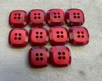 Lot de 10 boutons bordeaux carrés de 16 mm