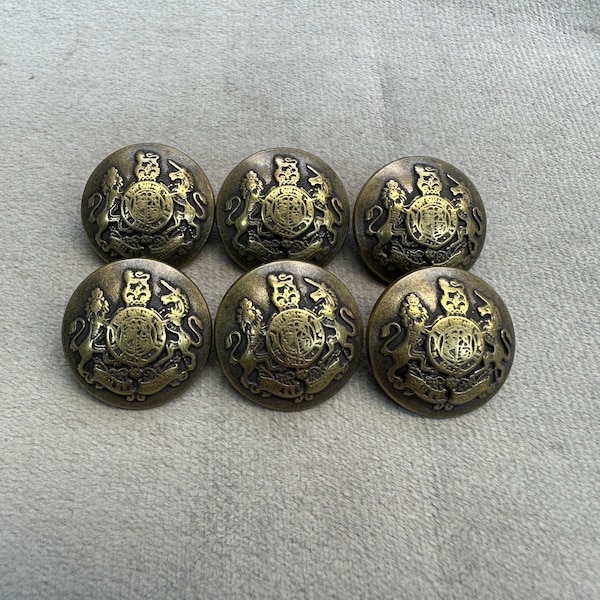 Boutons pour blazer en métal effet bronze 20 mm, lot de 6