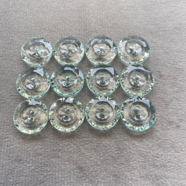 Sparkly buttons mint green glass effect 13mm a set of 12