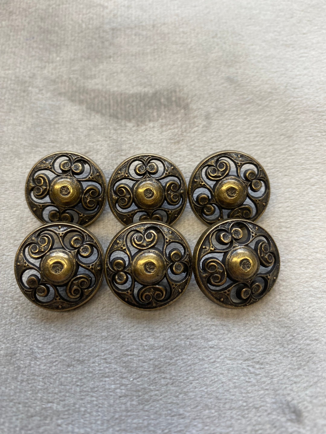 Metal Buttons Bronze Effect Filigree Design 19mm a Set of 6 Etsy UK
