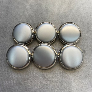 Metal buttons silver two tone effect 16mm a set of 6