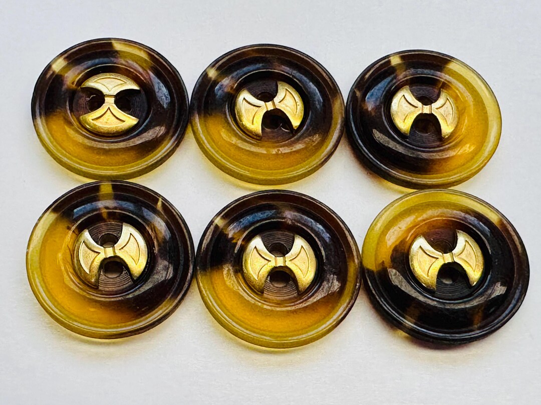 Faux Tortoiseshell Buttons With Gold Tone Detail 23mm a Set of 6 ...