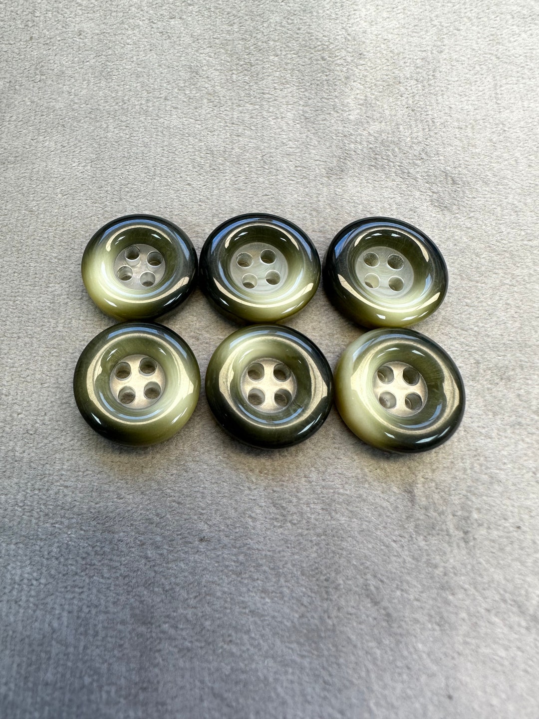 Obre Buttons Ombre Buttons Olive Green Glossy Finish 16mm a Set of 6 - Etsy