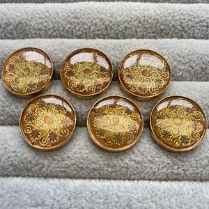 Enamel buttons orange and yellow Mandela design 17mm a set of 6