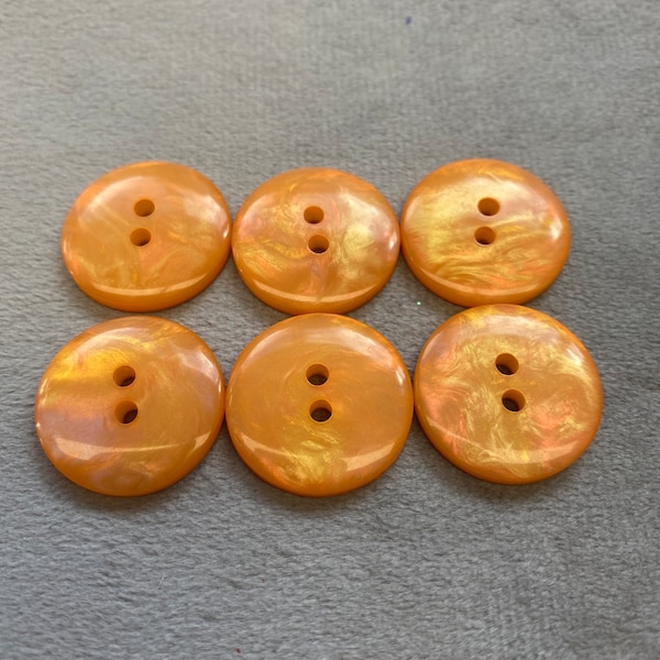 Iridescent buttons orange glossy finish 20mm a set of 6