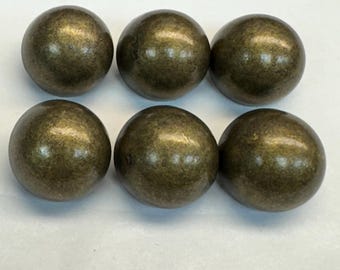 Aged Brass Tone Metal Buttons 18mm – Domed Jacket & Cardigan Buttons – Set of 6