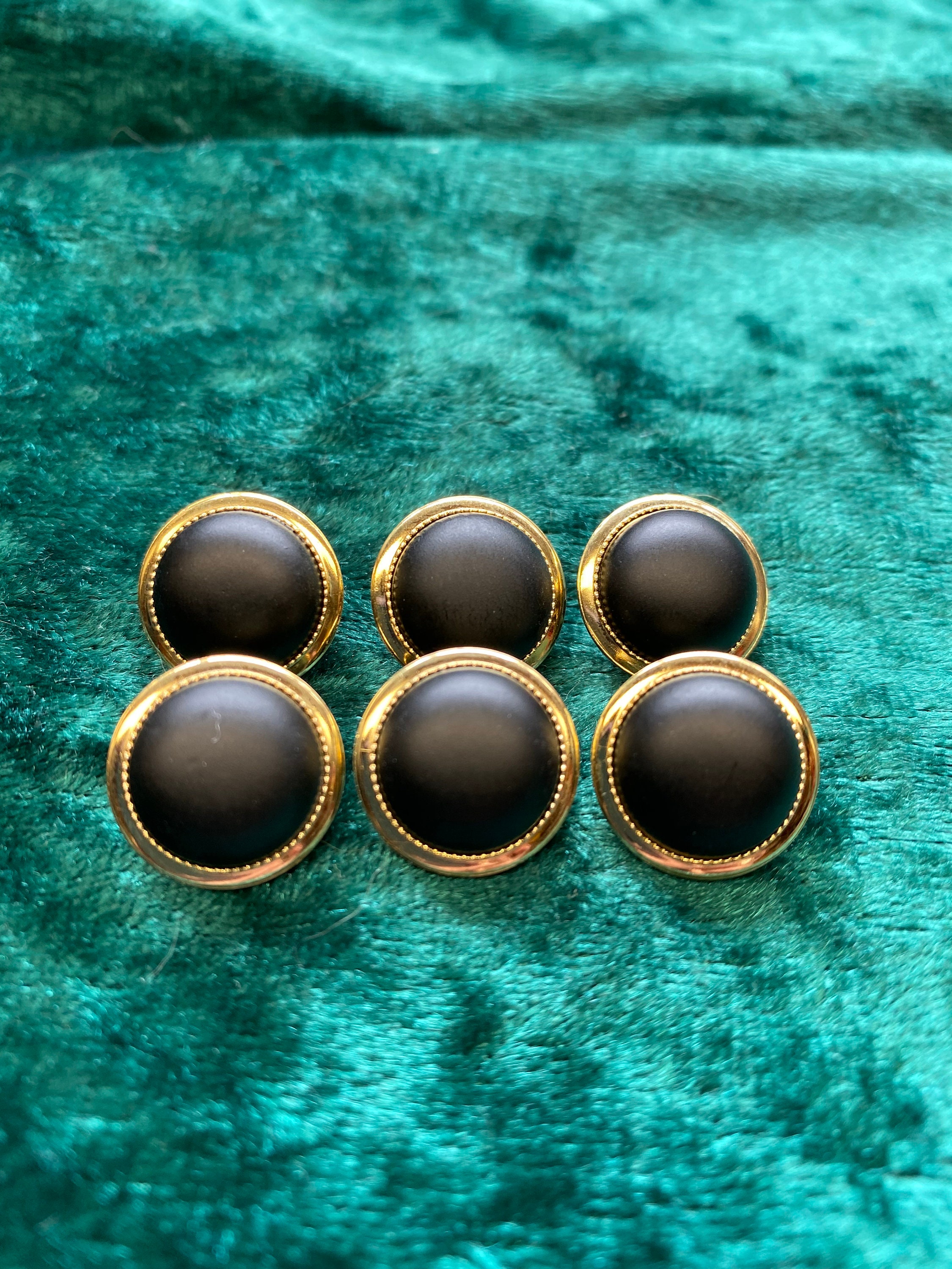 Black buttons with gold border x 6 | Etsy