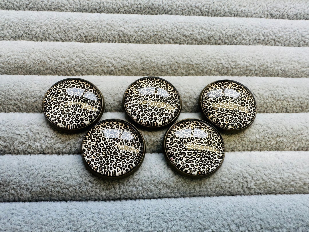 Leopard Print Buttons Glass and Metal 21mm a Set of 5 - Etsy