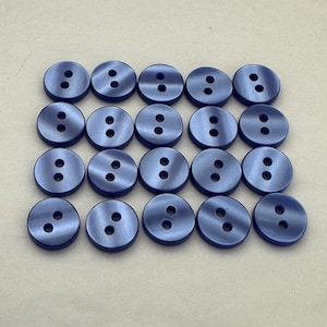 Blue Pearl Finish Buttons: Classic Shirt Style, 10mm (Set of 20)