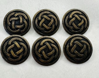 Celtic knot buttons oxidised bronze tone metal 23mm a set of 6
