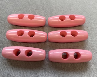 Toggle buttons pink glossy finish 30mm a set of 6