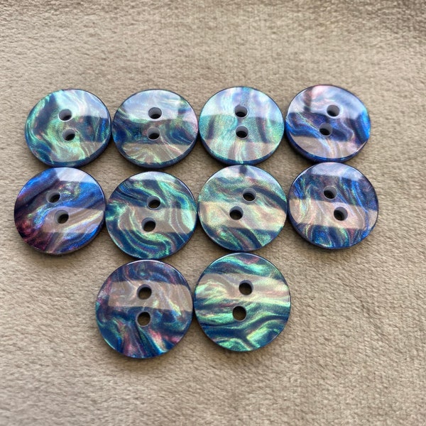 Glossy buttons turquoise galaxy shimmer 15mm a set of 10