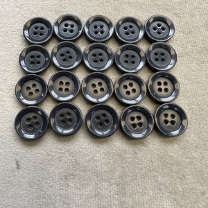 Botones brillantes gris oscuro de 15 mm, juego de 20