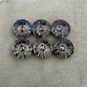 Iridescent buttons in rainbow colours 18mm a set of 6