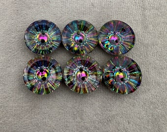 Iridescent buttons in rainbow colours 18mm a set of 6