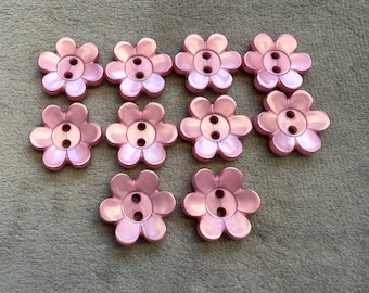 Daisy buttons warm pink 17mm a set of 10