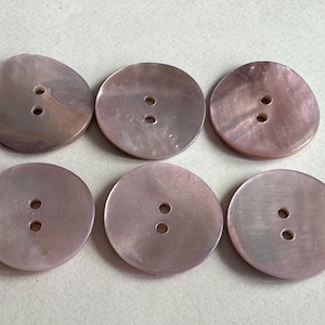 Iridescent Pink Agoya Shell Buttons: Sustainable Sewing, Set of 6