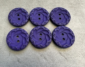 Purple buttons 23mm a set of 6 matt textured design