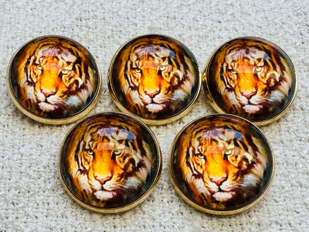 Tiger Shell Button Tiger Buttons Glass and Metal 22mm – Luxury Designer Style Jacket ...