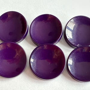 Shiny Purple Bevelled Buttons: 28mm Shank Buttons, Set of 6