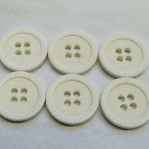 Winter white buttons 31mm matt finish sold as a set of six buttons
