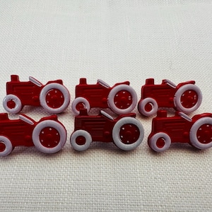 Botones de tractor rojos y blancos de Dill 25 mm x 14 mm un juego de 6