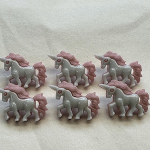 Unicorn buttons pink and white 23 x 16mm a set of 6