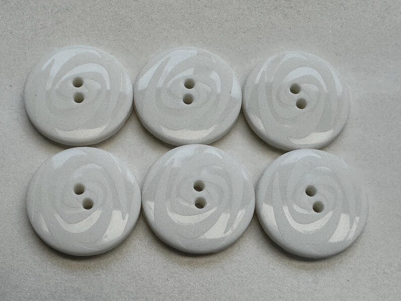 Subtle Filled Buttons White Buttons 23mm a Set of Six Swirl Design by Dill - Etsy