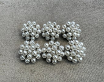 Faux pearl buttons in silver tone setting 17mm a set of 6