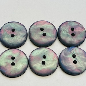 Grey buttons 20mm sew-through pearlised iridescent finish a set of six