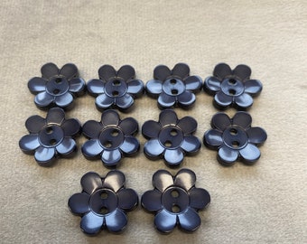 Daisy button black glossy finish 17mm a set of 10