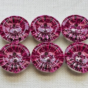 Pink Jewel Cardigan Buttons 18mm – Foil Back Sparkly Set of 6