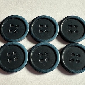 Navy Blue Buttons 20mm: Light Blue Edge, Set of 6