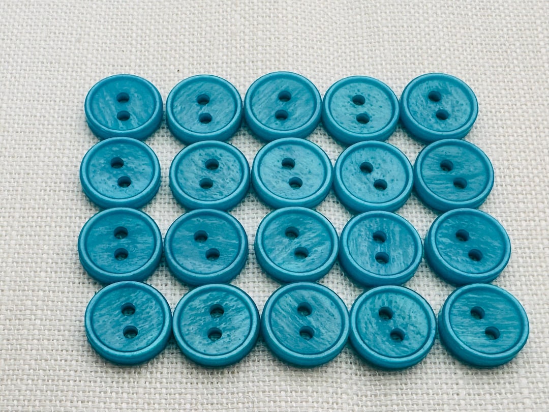 Turquoise Buttons 12mm Pearlised Design Sew-through a Set of Twenty - Etsy