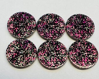 Pink Glitter Buttons for Cardigans & Jackets – 23mm – Set of 6