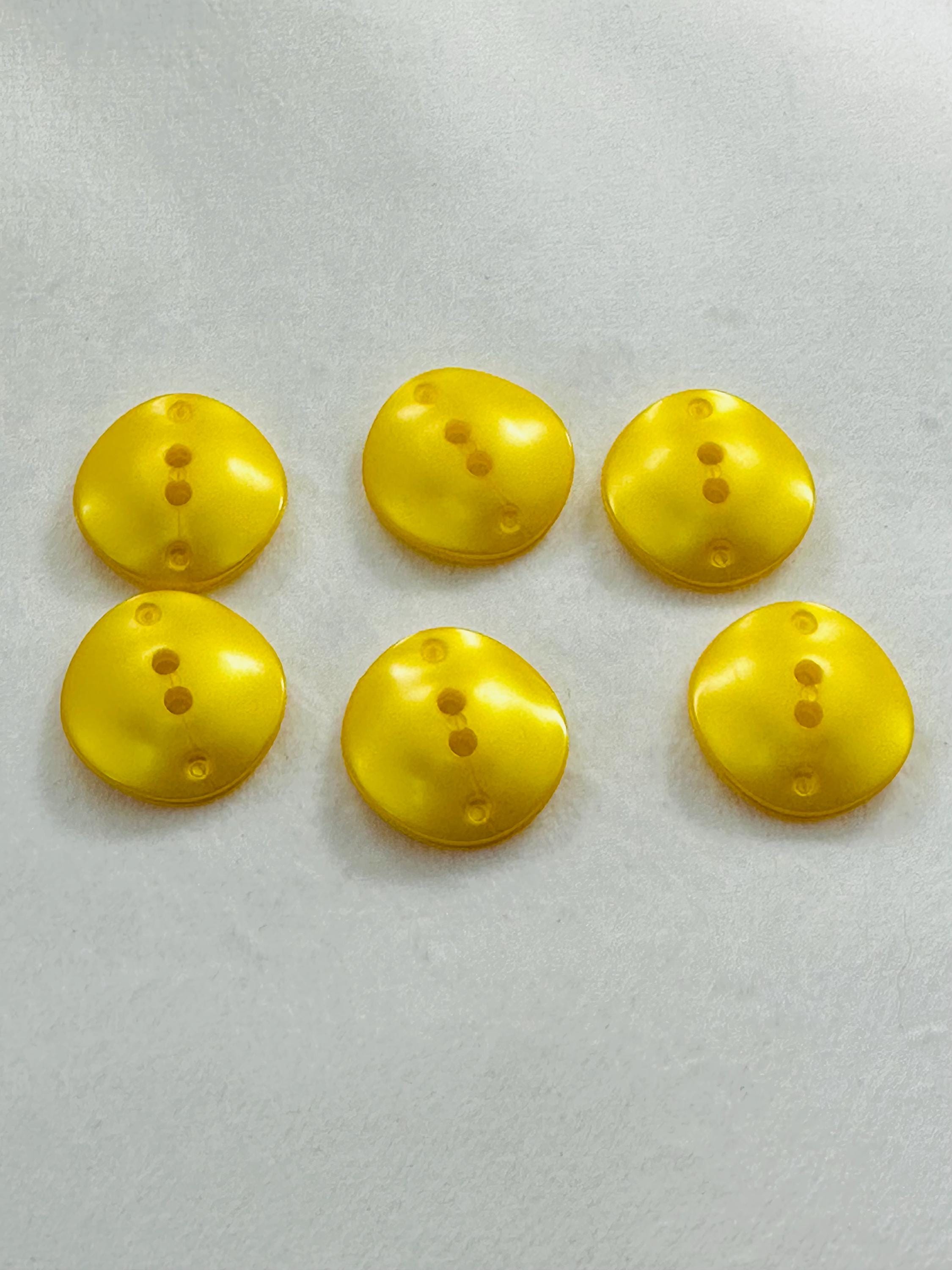 Buy Yellow Buttons 26mm a Set of Six With a Soft Satin Sheen